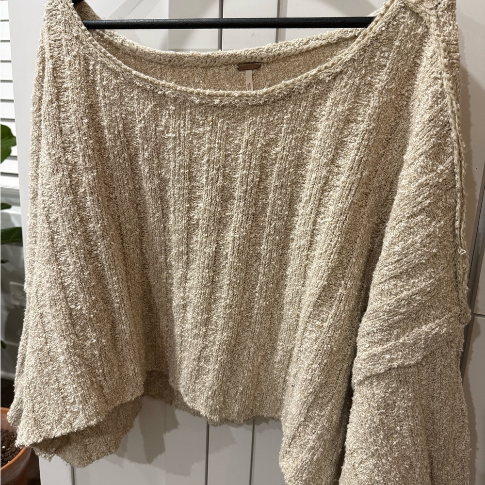 Free People Off-the-Shoulder Textured Sweater in Cream